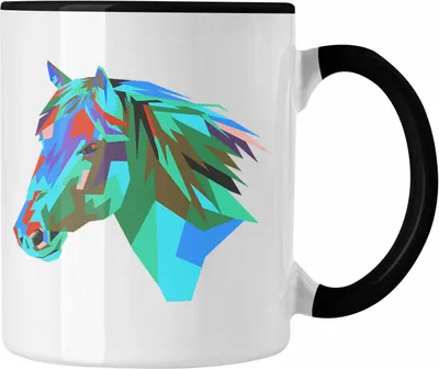 Produktbild von Trendation - Pferde Polygon Tasse Geschenk Reiterin Reiter Bunt (Schwarz)