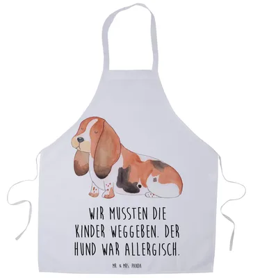 Produktbild von Mr. & Mrs. Panda Kochschürze Hund Basset Hound - Weiß - Geschenk, Sprüche, Schürze, Küchenschürze, Süß, Bäckerschürze, Kellner, Latzschürze, Lustig