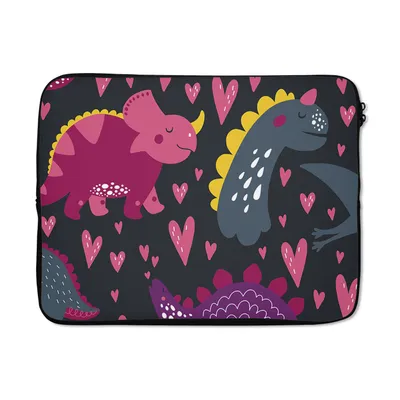 Produktbild von MuchoWow® Laptop Hülle 15 Zoll Dinosaurier - Kind - Muster - Rosa - Mädchen Laptoptasche - Laptoptasche - Sleeve - Rundum-Schutz