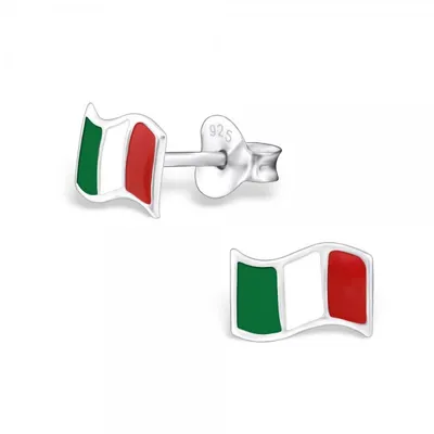 Produktbild von WM Ohrstecker: Flaggen Ohrringe Silber Fahne Fanartikel Schmuck Italien (Italy)