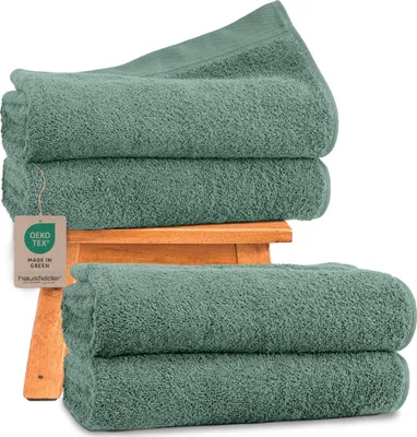 Produktbild von Hausfelder Handtücher Premium Duschtuch 4er Set (Hellgrün, 4 Duschtücher 70x140 cm)