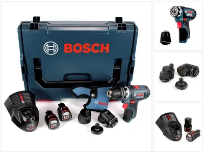 Zdjęcie produktu dla Bosch GSR 12V-15 FC Professional, Wiertarka pistoletowa, Zamek centralny, Czarny, Niebieski, 1 cm, 1300 RPM, 3 cm