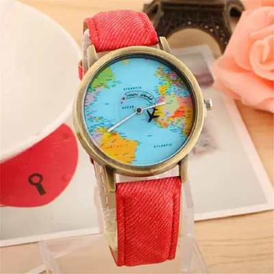 Produktbild von Stylische Welt Uhr in Rot - Uni Accessoire für jeden Anlass KP13355
