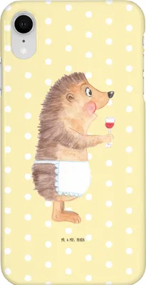 Produktbild von Mr. & Mrs. Panda Iphone XR Handyhülle Igel Wein - Gelb Pastell - Geschenk, Handy Case, Weißwein, Weinliebhaber, Spruch, Rotwein, Lustige Sprüche, Premium Kunststoff