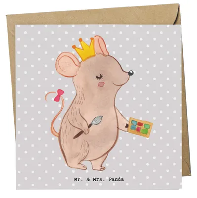 Produktbild von Mr. & Mrs. Panda Glückwunschkarte Make Up Artist Herz - Grau Pastell - Geschenk, Ausbildung, Schminken, Kosmetiker, Klappkarte, anlasskarte, doppelkarte, Grußkarte