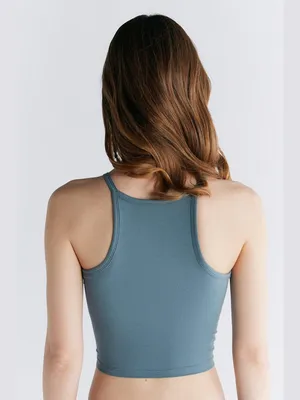 Produktbild von Damen Crop-Top aus 95% Baumwolle und 5% Elasthan mit integriertem Bustier