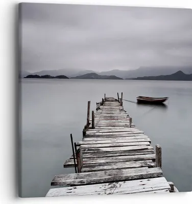 Produktbild von Bild auf Leinwand - Leinwandbild - Brücke See - 40x40cm - Wand Bild - Wanddeko - Wandbilder - Leinwanddruck - Bilder - Kunstdruck - Wanddekoration - Leinwand bilder - Wandkunst - AC40x40-3547