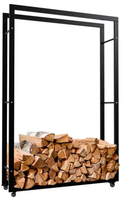 Zdjęcie produktu dla Stojak drewniany Keri z kółkami 25x100x150, czarny metal