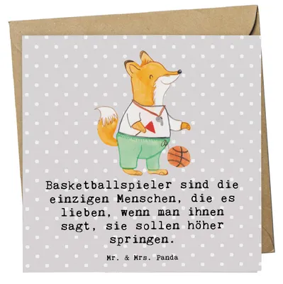 Produktbild von Mr. & Mrs. Panda Grußkarte Basketball Motivation - Grau Pastell - Geschenk, Sportler, faltkarte, Teamsport, doppelkarte, Glückwunschkarte, Spielfreude, anlasskarte