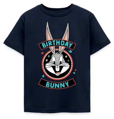 Produktbild von Spreadshirt Looney Tunes Bugs Bunny Geburtstag Birthday Bunny Kinder T-Shirt, 98/104 (3-4 Jahre), Navy