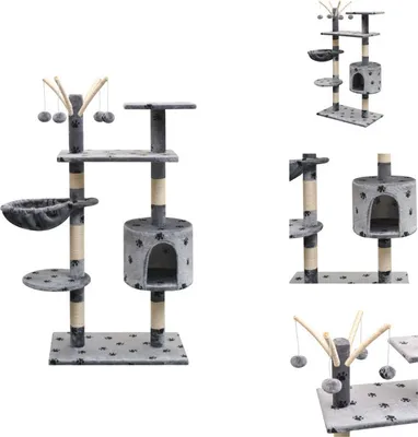 Zdjęcie produktu dla vidaXL Drapak dla kota 125 cm szary z odciskiem łapy - Drapaki
