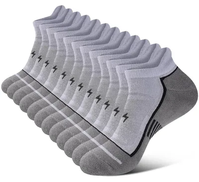Obrázek produktu pro Ponožky pod boty, pánské/dámské, 6 párů, prodyšné, krátké sportovní ponožky, bavlna, kompresní, uni, šedé, velikost 37-42, 43-46, 47-50