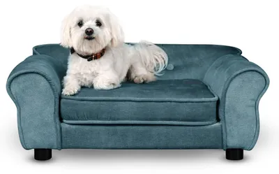 Produktbild von MG Design Haustiersofa in Blau - stabiles Holzgestell, weich gepolstert, pflegeleicht - Hundesofa & Katzensofa, fertig montiert