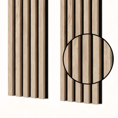 Produktbild von MEBANO. Akustikpaneele Holz 240 x 53 cm, Farbe: Eiche Riva Wandpaneele, Holzpaneele Wand, Moderne Lamellenwand auf Filz, MDF Wandverkleidung