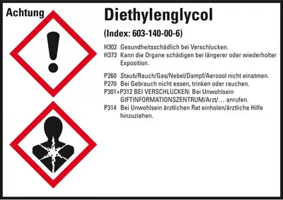 Produktbild von Dreifke® Aufkleber I GHS-Etikett Diethylenglycol, GHS/CLP, Folie, selbstklebe...