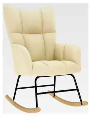 Produktbild von Schaukelstuhl mit Fußhocker in Creme aus Stoff
