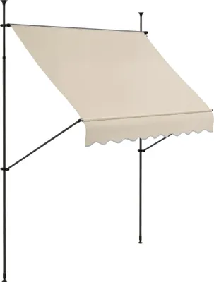 Image de Outsunny Store banne autoportant manuel auvent ršŠtractable 2,5L x 1,2l x 2,1-3H m inclinaison ršŠglable pour balcon sans trous š€ percer mšŠtal alu polyester sable