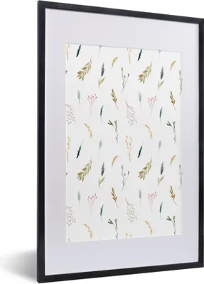 Produktbild von MuchoWow® MuchoWow® Gerahmtes Poster Blumen - Pastell - Collage 40x60 cm - Poster mit zchwarzem Bilderrahmen - Poster in Rahmen