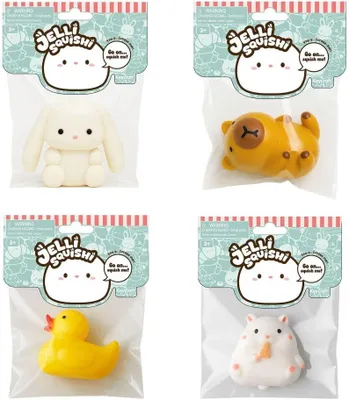 Productafbeelding van Jelli Squishi squishy dieren - Set van 4 - Sensorisch speelgoed voor stressvermindering kinderen - Squishy gel