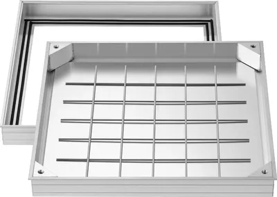 Produktbild von Schachtabdeckung - Schachtdeckel/Revisionsdeckel mit Rahmen - Größe 50 x 50 cm - Unsichtbar & Bepflasterbar - Begehbar - Aluminiumlegierung - Für Gehwege, Garten & Terrasse