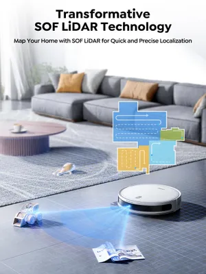 Image de Aspirateur robot avec fonction serpillère - Puissance d'aspiration de 6500 Pa - Autonomie de 150 minutes - Navigation LiDAR