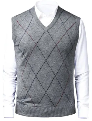 Imagen del producto de Chaleco de punto ajustado - Gris - Cuello en V