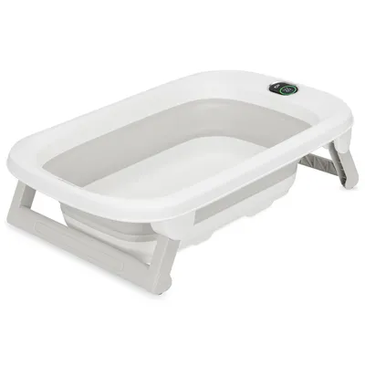 Produktbild von Lionelo BabyBubble Babybadewanne faltbar mit Badeeinsatz und integriertem Thermometer, 40 l, 78 × 50 × 20 cm - Grau