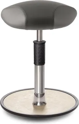 Produktbild von Sitz- Stehhocker Free Regular Triangel Boxmark Leder Grau Chrom /cremeweiß.