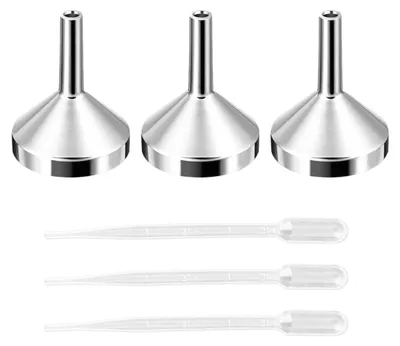 3 Mini-Metalltrichter + 3 Pipetten 2 ml, Flüssigkeitsabgabe