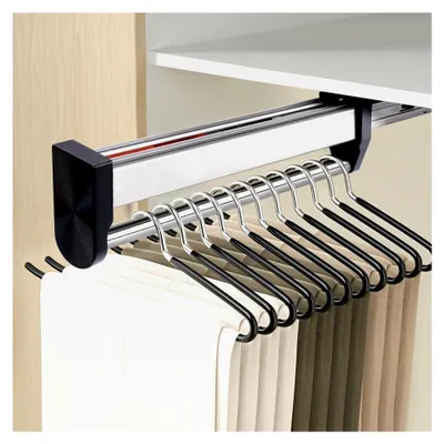 Produktbild von Ausziehbare Kleiderstange mit verstellbarer Hosenaufhängung für Kleiderschränke - 300mm