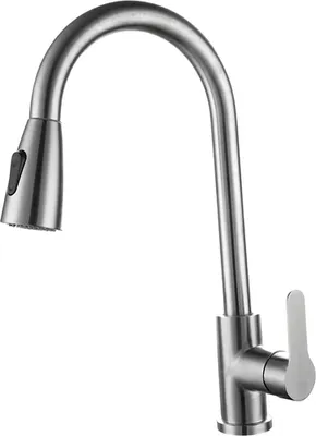 Image de Robinet de cuisine avec douchette extractible en acier inoxydable, double sortie d'eau, poignée unique, robinet d'évier à ressort extractible pour la buanderie et la salle de bains