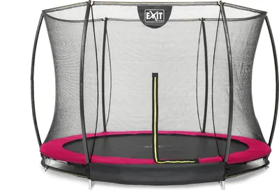 Image de EXIT Silhouette Trampoline ø244cm – avec Filet de sécurité – Enterré – Rond – pour Enfants – Rose