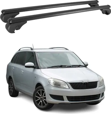 Image de Barres de toit Transversales pour Skoda Fabia 2007-2014 Aluminium Noir