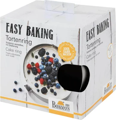 Produktbild von Birkmann Easy Baking Tortenring, Extra Hoch, Torten Ring, Kuchenform, Verstellbar, Edelstahl, 429413