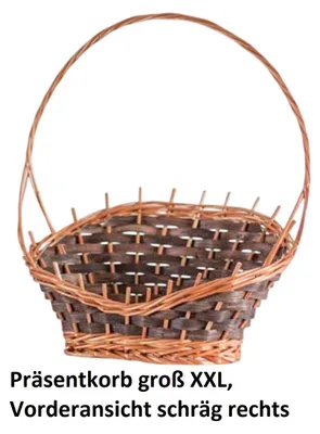 Produktbild von Handgefertigter Präsentkorb oval XXL aus Natur-Weide zum Selber Befüllen