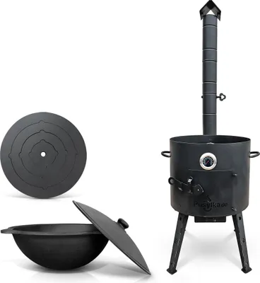 Produktbild von Utschak Uchag Feuerofen Ø 40 cm 2 mm Stahl Herdplatte 4mm, Kazan 12 L Казан Учаг