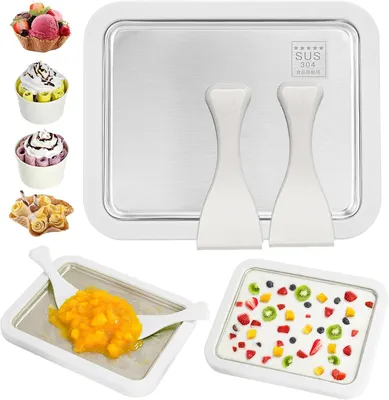Obrázok produktu pre Výrobník zmrzliny, 26x21 cm, nehrdzavejúca oceľ, 2 špachtle, pre domácnosť