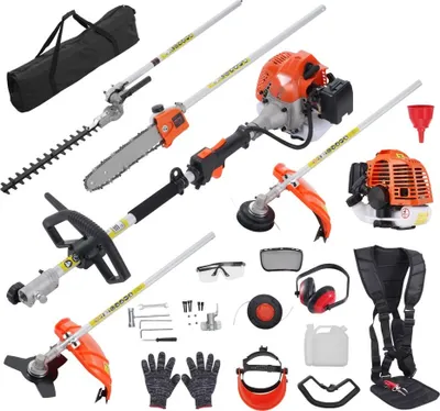 Produktbild von Benzin-Heckenschneider 5-in-1 - Heckenschere 26CC - Langstiel-Heckenschneider - leistungsstark - 0,54L Tankinhalt