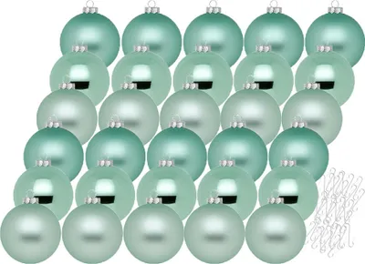 Produktbild von Weihnachtskugeln Winter Jade 30 Stk 6cm + Haken