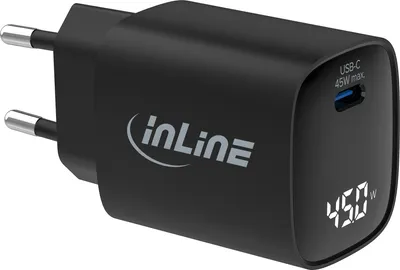 Obrázok produktu pre Napájací zdroj InLine® USB PD, nabíjačka GaN, 1 port, USB-C, 45 W, s displejom