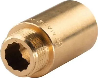 Produktbild von Messing Gewinde-Fitting Hahnverlängerung IG/AG 1/2' (DN 15) Länge 40 mm  - schwere Ausführung