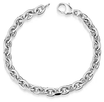 Produktbild von MATERIA Herren Armband Silber 925 6mm breit - Herrenarmband Ankerkette diamantiert rhodiniert in Etui 19 20 21 22 24 cm