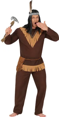 Immagine prodotto di Costume Indigeno Avventura Carnevale Selvaggio Occidente Capo Piuma Frangia Marrone Outfit Copricapo Guerriero, Taglia: 48 - 50 (M) Colore: Marrone