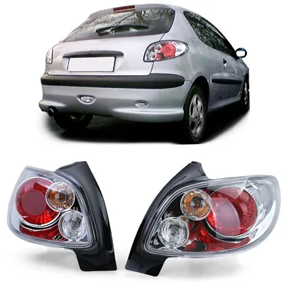 Image de Feux arrière en verre transparent pour Peugeot 206, version 3 et 5 portes, de 1998 à 2009
