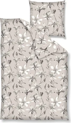 Produktbild von Nanette Renforcé Bettwäsche - Blumen und Blätter, beige  135 x 200 cm Blumen und Blätter, beige