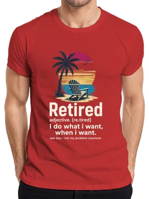 Productafbeelding van Gepensioneerd, ik doe wat ik wil. Rente, pensioen, opmerking, sarcasme. Heren T-shirt, rood, S