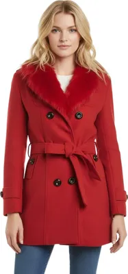 Immagine prodotto di Donna Rvhswds Cappotto elegante in pelliccia rossa doppio petto 3XL