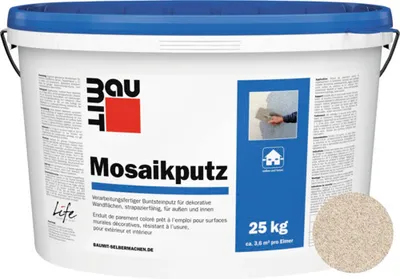 Produktbild von Baumit Mosaikputz M303 Matterhorn gebrauchsfertiger Dünnschichtdeckputz weiß-beige 25 Kg