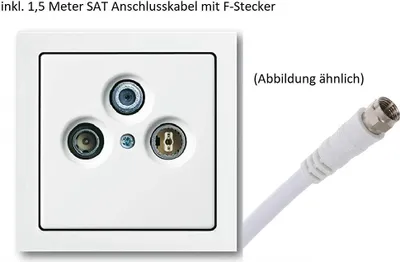 Produktbild von BUSCH JÄGER Komplettset / Antennensteckdosen-Einsatz Radio/TV/SAT (**) Triax FS 302 F + 1fach Rahmen und Abdeckung, alles in Busch Jäger Future Linear Studioweiß
