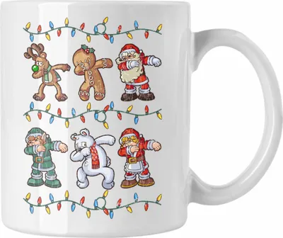 Produktbild von Trendation - Weihnachten Tasse Weihnachtsmann für Kinder Weihnachtstasse Lustig Geschenk Becher Jungs Jungen Mädchen Cute Rentier Lebuchenmann Weihnachtsmann Eisbär (Weiß)